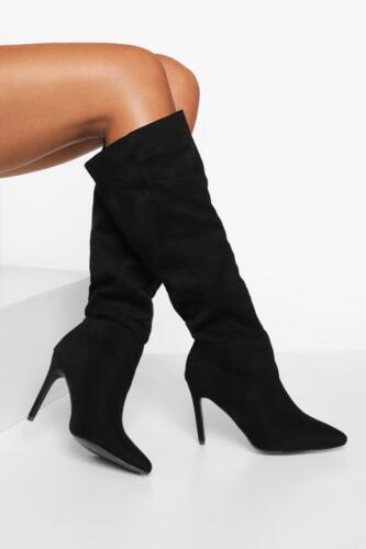 Boohoo Womens Wide Fit Knee High Pointed Stiletto Boots Rather Saucy