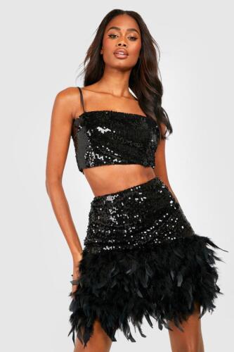 Next black sequin mini skirt best sale