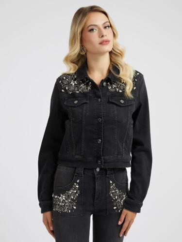 Black guess denim jacket best sale